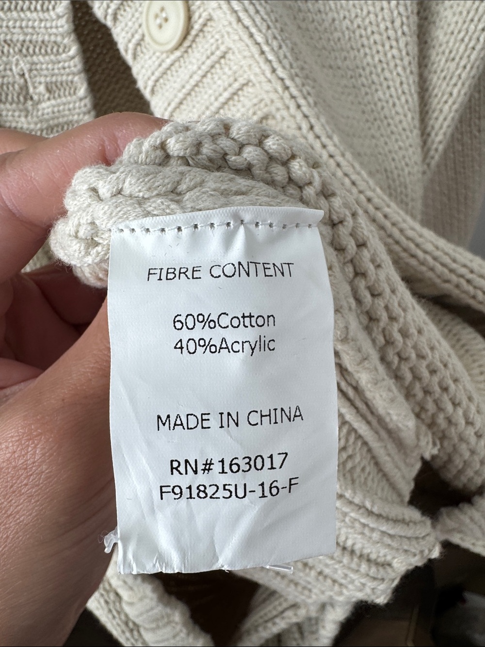 Princess Polly Cream Button-Up Ribbed Trim Cardigan - Picture 3 of 4